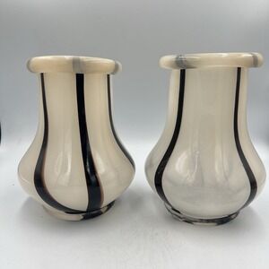 Ferm Living Riban Vase Pair – Cream Striped Mouth-Blown Scandinavian Glass